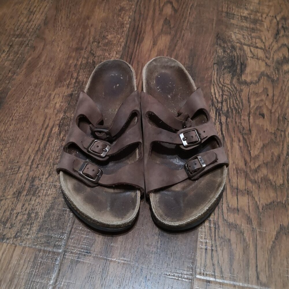 Birkenstock Florida 3 Strap Buckle Leather Sandals Men's 6 Ladies 8